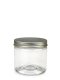 200 ml R-PET-Cylindrical Zylinderdose klar (70/400) – Alu-Deckel silber, glänzend, EPE-Einlage