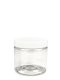 200 ml R-PET-Cylindrical Zylinderdose klar (70/400) – Deckel weiß, glänzend, Dichtkonus