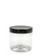 200 ml R-PET-Cylindrical Zylinderdose klar (70/400) – Deckel schwarz, glänzend, EPE-Einlage