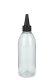 250 ml R-PET-Dosierflasche transparent, Ø 54,5 mm, Schraubkappe schwarz