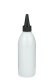 250 ml R-PET-Dosierflasche weiß, Ø 54,5 mm, Schraubkappe schwarz