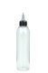 250 ml R-PET-Dosierflasche transparent, Ø 49,0 mm, On/Off-Verschluss (schwarz/transparent)