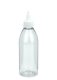 250 ml PET-Dosierflasche transparent, Ø 54,5 mm, On/Off-Verschluss weiß