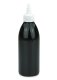 250 ml PET-Dosierflasche schwarz, Ø 54,5 mm, On/Off-Verschluss weiß