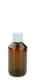 250 ml PET-Laborflasche Ausgießer braun, Ø 63,0 mm, Verschluss weiß