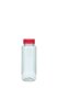 250 ml PET-Weithals-Smoothie-Flasche transparent, Ø 52,0 mm, Verschluss rot