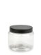 250 ml PET-Classic Tiegel klar (70/400) – Deckel schwarz, matt, Dichtkonus