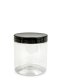 250 ml PET-Cylindrical Zylinderdose klar (70/400) – Deckel schwarz, glänzend, Induktionssiegel