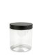 250 ml PET-Cylindrical Zylinderdose klar (70/400) – Deckel schwarz, matt, EPE-Einlage