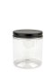 250 ml PET-Cylindrical Zylinderdose klar (70/400) – Alu-Deckel schwarz-silber, matt, EPE-Einlage