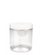 250 ml PET-Cylindrical Zylinderdose klar (70/400) – Deckel weiß, glänzend, Induktionssiegel