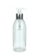 250 ml R-PET-Flasche transparent, Ø 54,5 mm, Seifenpumpe natur/Metall