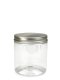 250 ml R-PET-Cylindrical Zylinderdose klar (70/400) – Alu-Deckel silber, glänzend, EPE-Einlage