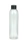 250 ml R-PET-Flasche transparent, Ø 49,0 mm, Schraubverschluss schwarz
