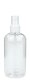 250 ml PET-Flasche transparent, Ø 58 mm, Sprühzerstäuber weiß, geriffelt