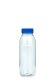 330 ml R-PET-Smoothie-Flasche transparent, Ø 57,6 mm, Verschluss blau