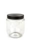 370 ml PET-Cremetiegel klar (70/400) – Deckel schwarz, matt, Dichtkonus
