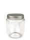 370 ml PET-Cremetiegel klar (70/400) – Alu-Deckel silber, glänzend, EPE-Einlage