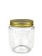 370 ml PET-Cremetiegel klar (70/400) – Alu-Deckel gold, matt, EPE-Einlage