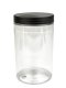 400 ml PET-Cylindrical Zylinderdose klar (70/400) – Deckel schwarz, matt, EPE-Einlage