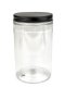 400 ml R-PET-Cylindrical Zylinderdose klar (70/400) – Alu-Deckel schwarz-silber, matt, EPE-Einlage