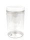400 ml R-PET-Cylindrical Zylinderdose klar (70/400) – Deckel weiß, glänzend, EPE-Einlage