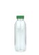 500 ml R-PET-Smoothie-Flasche transparent, Ø 65,0 mm, Verschluss grün