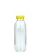 500 ml R-PET-Smoothie-Flasche transparent, Ø 65,0 mm, Verschluss gelb