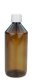 500 ml PET-Laborflasche Leichtgewicht braun, Ø 69,5 mm, Verschluss weiß