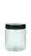 500 ml PET-Weithalstiegel 82 klar, rund (82 RTS) – Deckel schwarz, glänzend, Dichtkonus