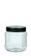 500 ml PET-Weithalstiegel 82 klar, achteckig (82 RTS) – Deckel schwarz, glänzend, Dichtkonus