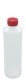 500 ml PE-HD-Flasche weiß, Ø 64,0 mm, Schraubverschluss mit Kindersicherung rot