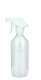 500 ml PET-Flasche transparent, Ø 69,5 mm, Trigger-Sprühpistole, Einzelmodus weiß, geriffelt