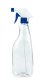 500 ml PET-Flasche transparent, 88 × 51 mm, Trigger-Sprühpistole, 3-Wege-Düse blau, geriffelt