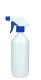 500 ml PET-Flasche weiß, Ø 69,5 mm, Trigger-Sprühpistole, Einzelmodus blau, geriffelt