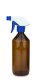 500 ml PET-Flasche braun, Ø 69,5 mm, Trigger-Sprühpistole, Einzelmodus blau, geriffelt