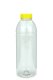 750 ml R-PET-Smoothie-Flasche transparent, Ø 75,0 mm, Verschluss gelb