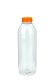 750 ml R-PET-Smoothie-Flasche transparent, Ø 75,0 mm, Verschluss orange