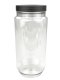 750 ml PET-Cylindrical Zylinderdose klar (70/400) – Deckel schwarz, matt, Dichtkonus