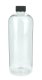 750 ml R-PET-Flasche transparent, Ø 76,0 mm, Schraubverschluss mit Dichtkonus schwarz