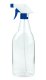 750 ml PET-Flasche transparent, 95 × 55 mm, Trigger-Sprühpistole, 3-Wege-Düse blau, geriffelt