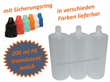 200 ml Tropf-Flasche - PE Q - Farben frei wählbar