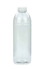 1000 ml R-PET-Smoothie-Flasche transparent, Ø 81,0 mm, Verschluss weiß