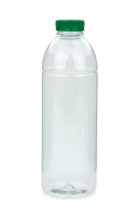 1000 ml R-PET-Smoothie-Flasche transparent, Ø 81,0 mm, Verschluss grün