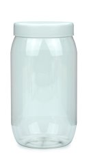 1.000 ml PET-Weithalstiegel 82 klar, rund (82 RTS) – Deckel weiß, glänzend, Dichtkonus
