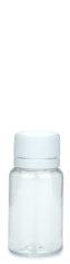 10 ml PET-Mini-Flasche transparent, Ø 24,5 mm, Verschluss weiß