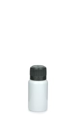 10 ml PET-Mini-Flasche weiß, Ø 24,5 mm, Verschluss schwarz