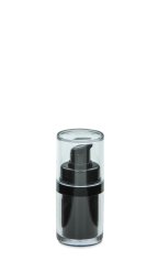 15 ml Airless Spender - Lusso - schwarz/klar, Kopf schwarz, Kappe klar