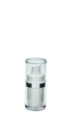 15 ml Airless Spender - Lusso - weiß, Kopf weiß/silber, Kappe klar