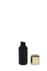 15 ml Airless Spender - Primo - schwarz, Kappe gold metallisiert